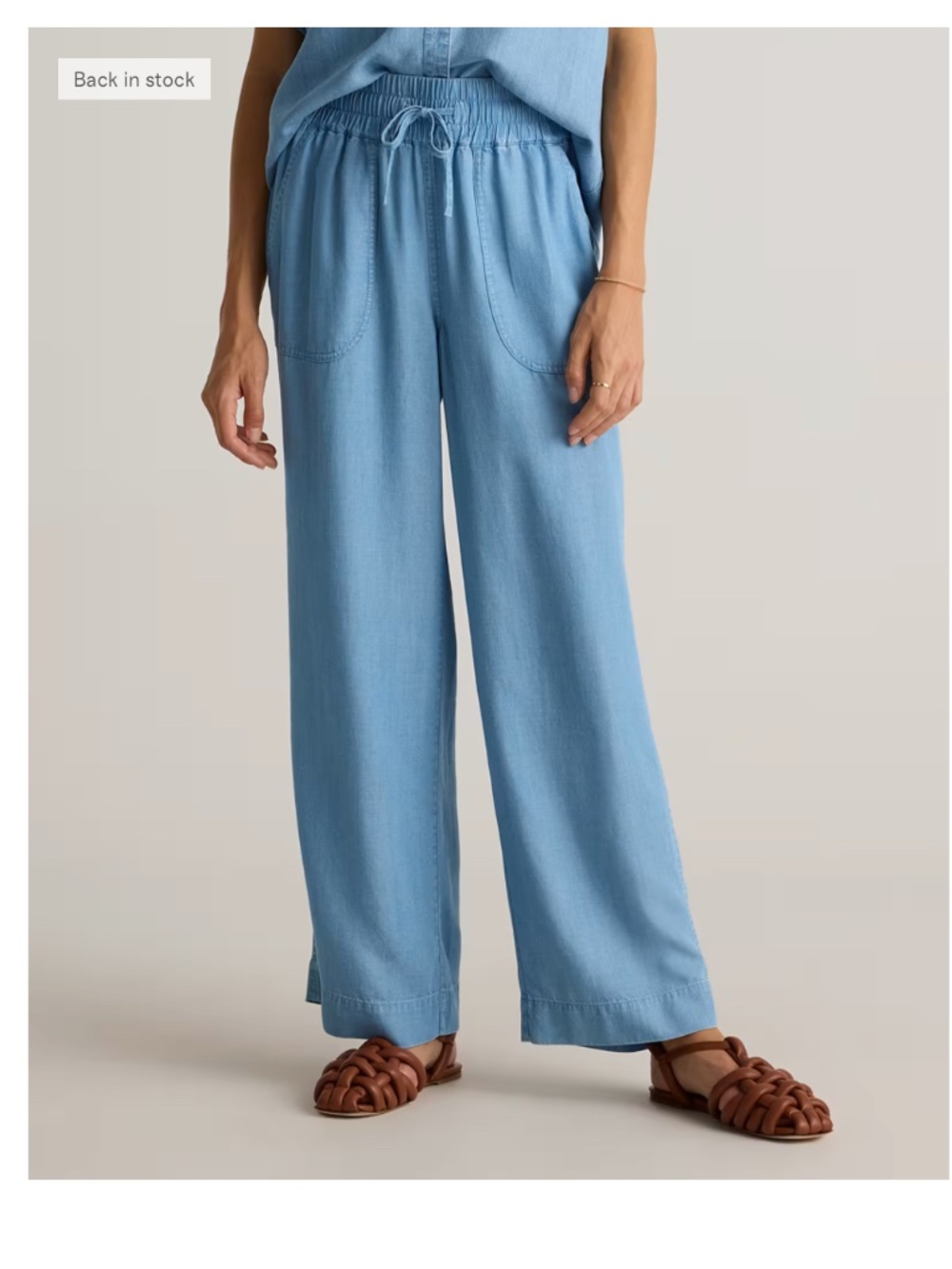 Pull-On Tencel Chambray Pants M Light Indigo NWT